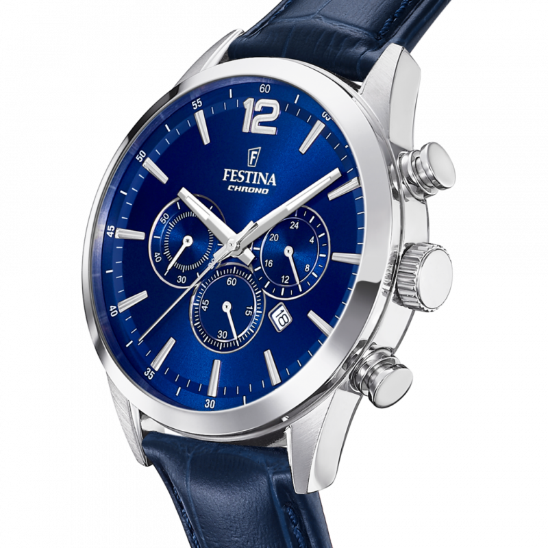 Montre Festina Classics Bleu, Bracelet en cuir, Homme